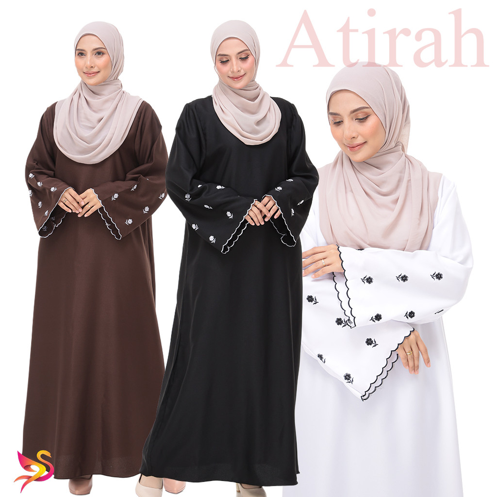 Jubah Sulam Atirah | Abaya Sulam | Jubah Dress Daisy Flower | Shopee ...