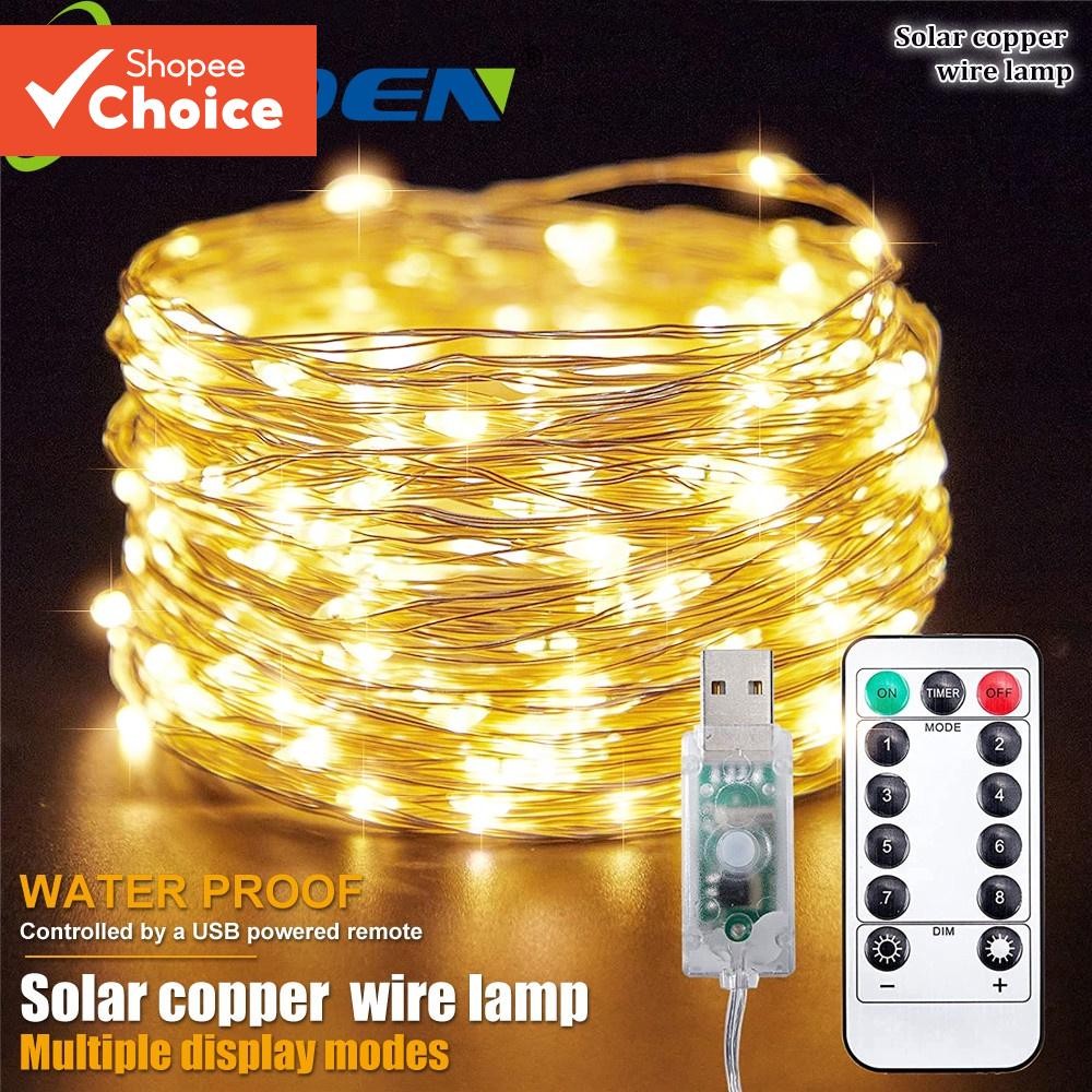 USB 8 Mode 10M 100 LED String Lights Christmas Waterproof Copper Wire ...