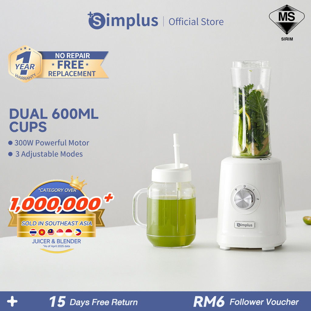 Simplus Food Processor Blender 1.25L Single-knob 3 Modes 2 ...