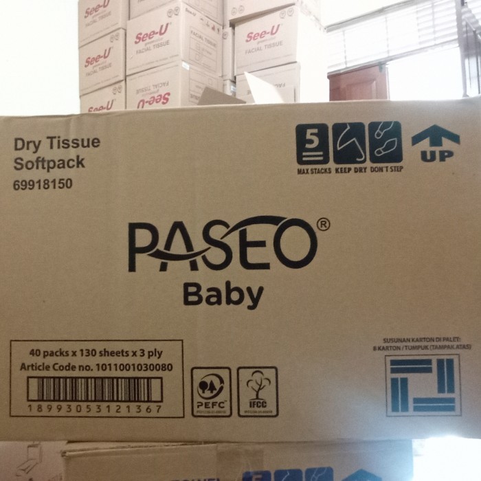 Paseo baby pure soft tissue 130 sheets 1 carton contains 40 pcs ...