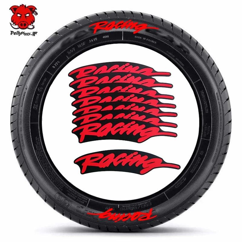 8Pcs/Lot Car Tire Decor Stickers Racing Tire Decals 3D Permanent PVC ...