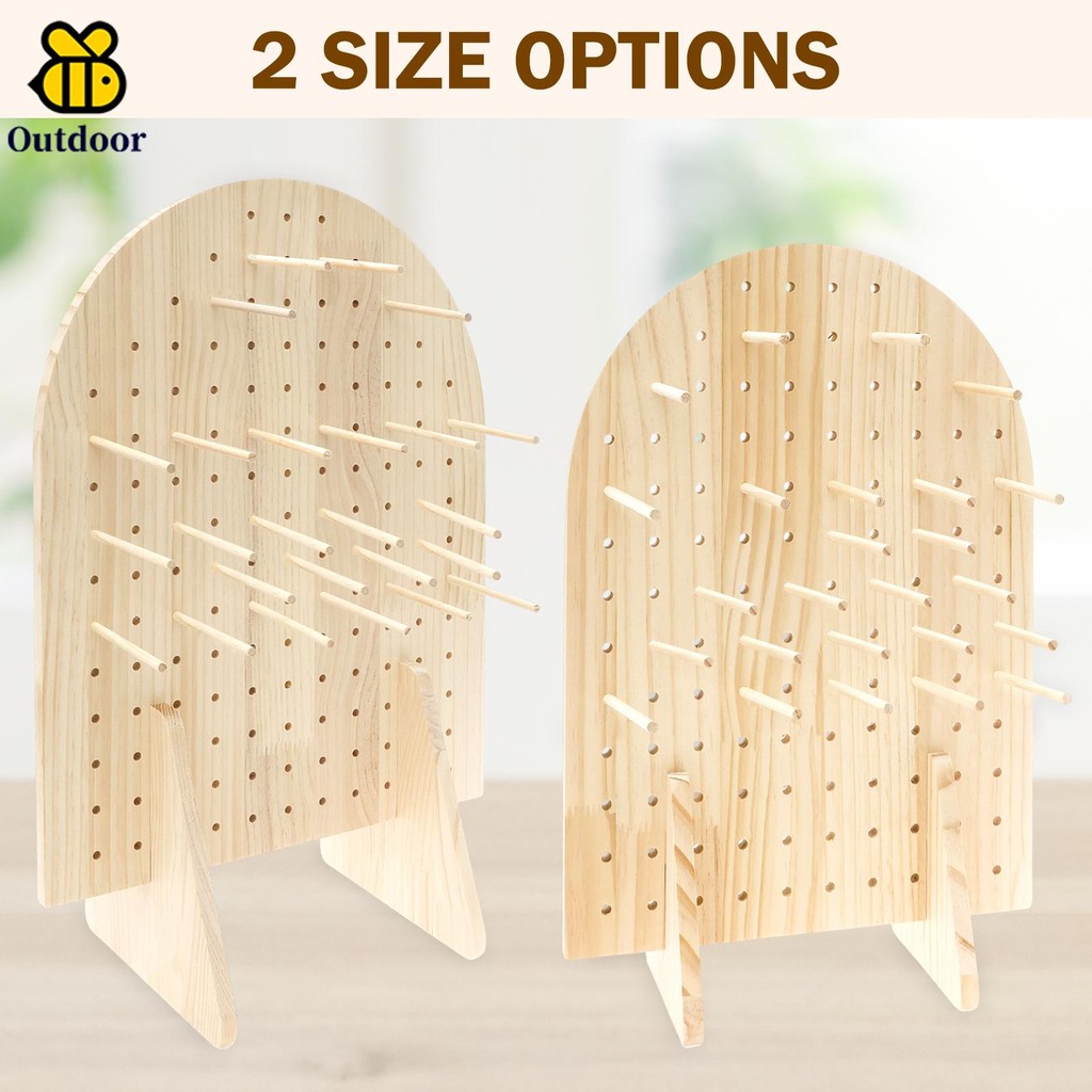 Wood Pegboard Display Stand Oval Pegboard Stand with 25 Pcs Dowel Rods ...