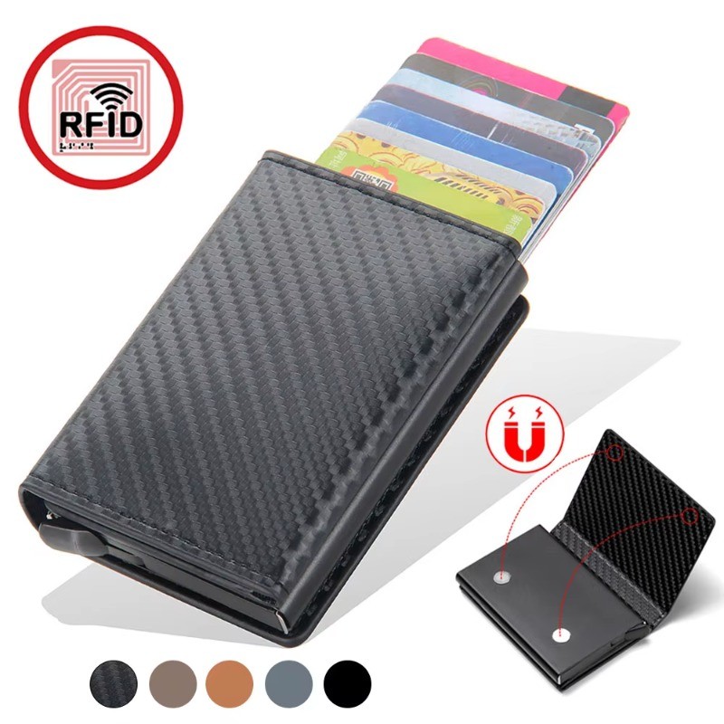 Magnet Rfid Blocking Credit Card Holder Case for Men Unisex Leather ID ...