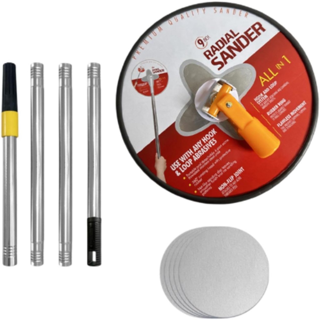 Corner Putty Polishing Drywall Tool – 360° Rotating Sandpaper Holder With 10 Self-Adhesive Sandpapers For Smoothing Walls & Ceilings