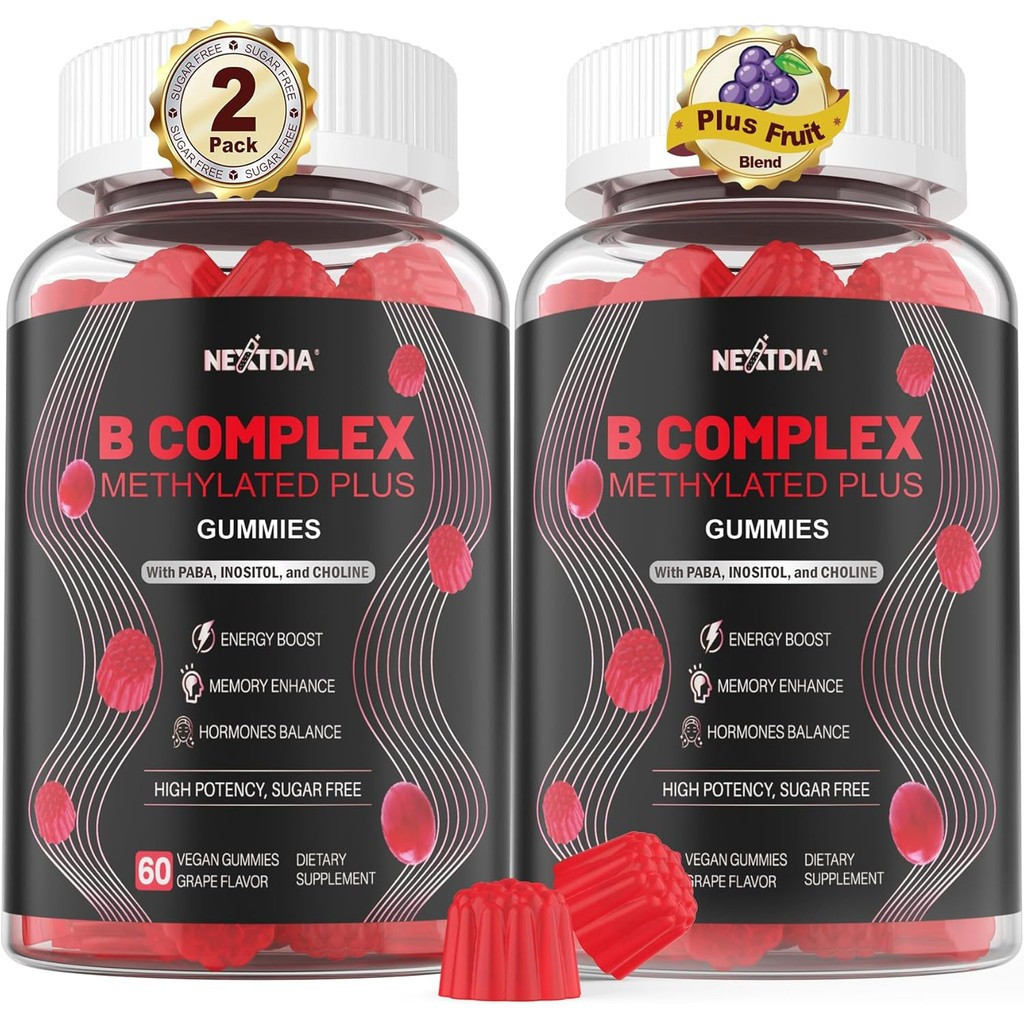 Unisex Super B Compound Vitamin Gummies-Methylized B12, Folic Acid for ...