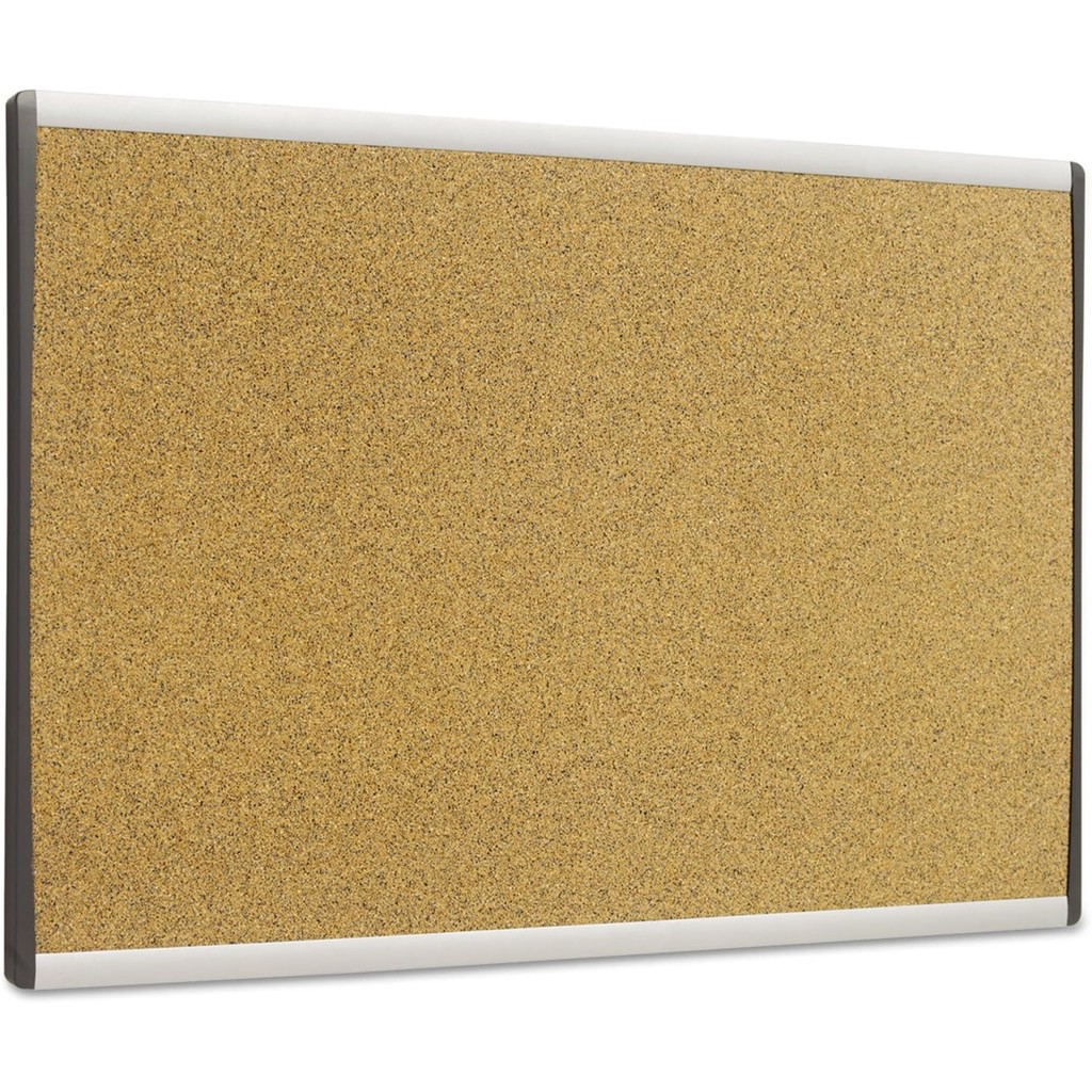 Quartet Enclosed Fabric-Cork Board, 48 x 36, Gray Surface, Graphite Aluminum Fra