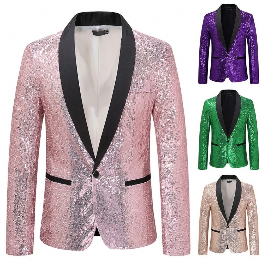 Sequin Glitter Embellished Shiny Men Blazer main image 1