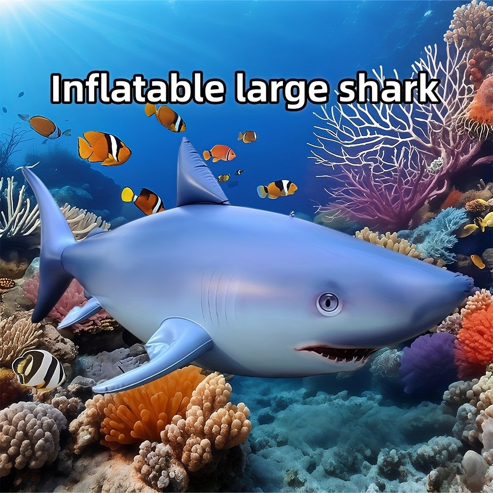 Giant 210cm Inflatable Shark Decor | PVC Beach/Ocean Theme Party ...
