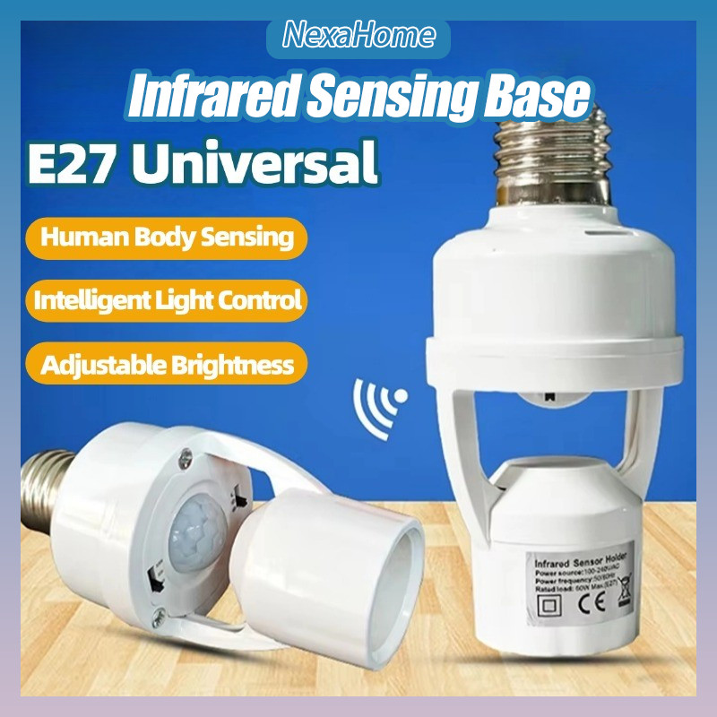 E27 LED Smart Bulb Motion Sensor Light Bulb Holder Infrared 360 Degrees ...