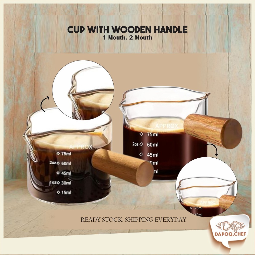 DC Espresso Shot Glass Pourer With Wood Handle Style Wooden Handle ...