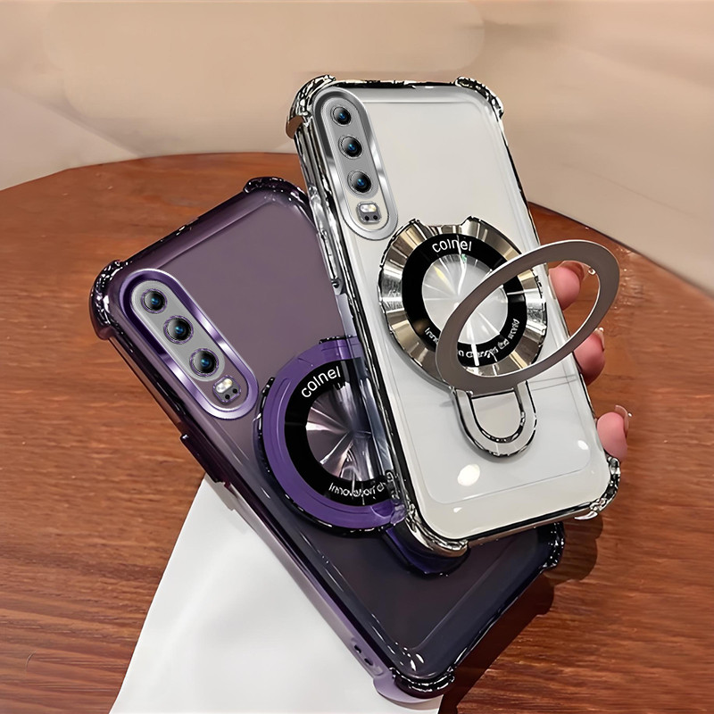 Custodia Per Huawei Y7a Trasparente Con Design Funghi, Luna E Farfalla – Cover Morbida In TPU Ultrasottile, Antiurto E Antigraffio, Ricarica Wireless