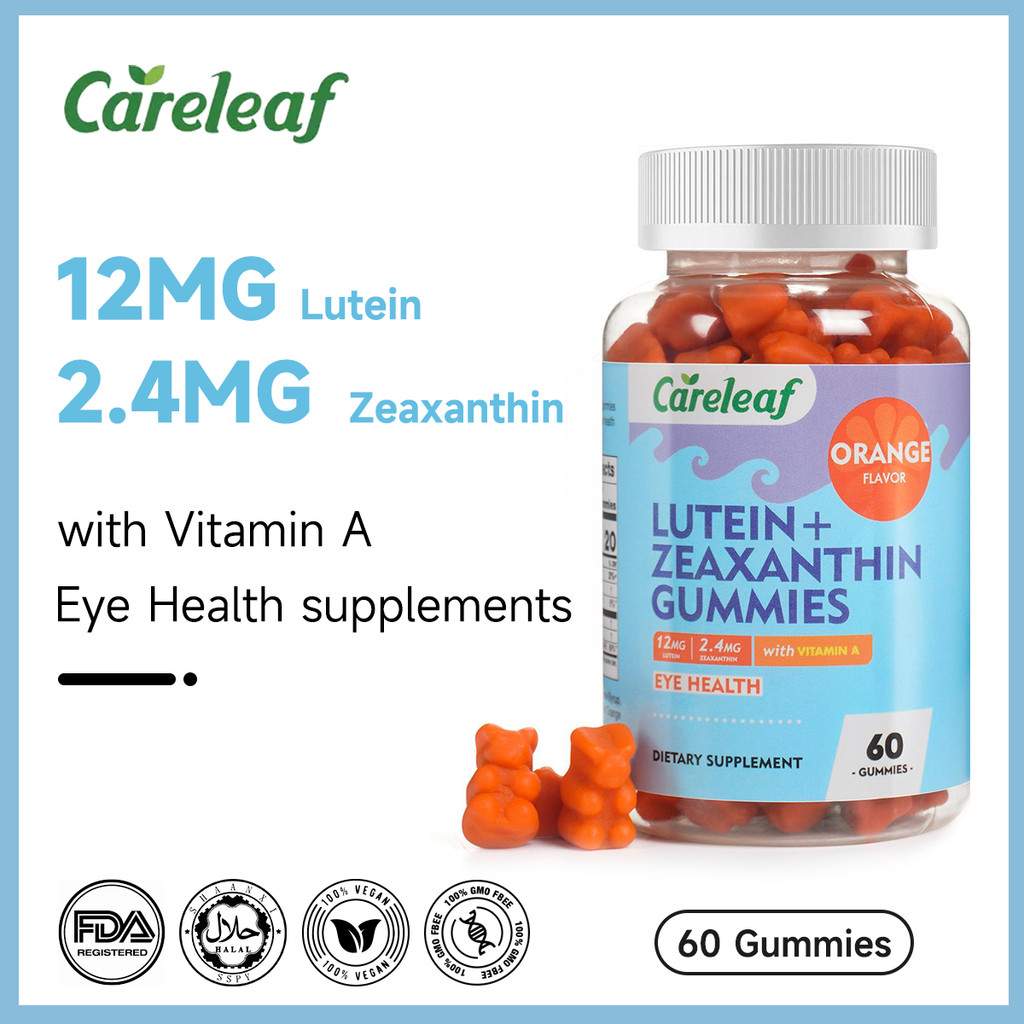 CareLeaf Vegan Eye & Brain Gummies Lutein Zeaxanthin & Vitamin A for ...