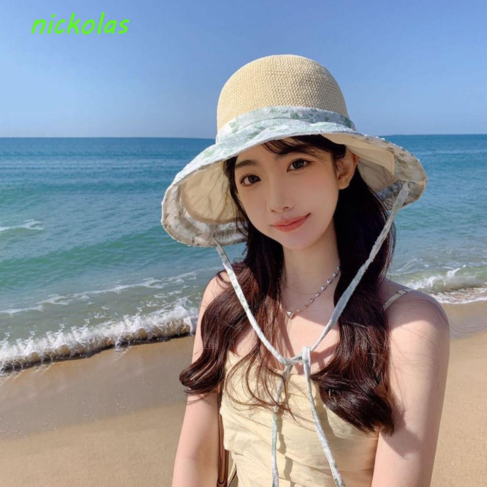 NICKOLAS Straw Sun Hat, Spring Summer Big Brim Foldable Crossbody Bag ...