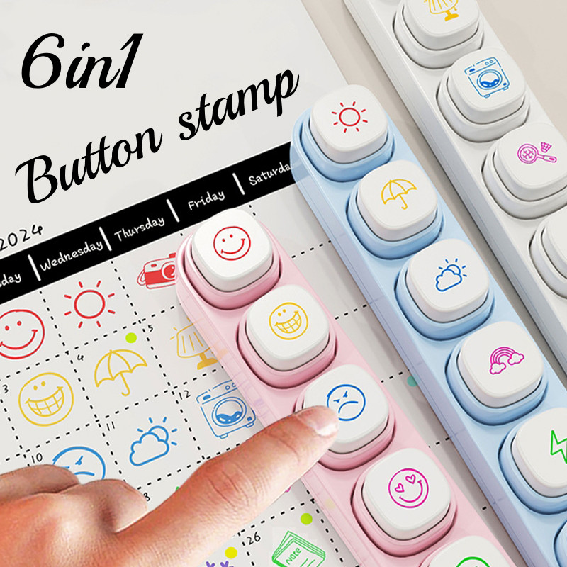 Mini Button Stamp Set Cute DIY Material Diary Decoration Stationery ...