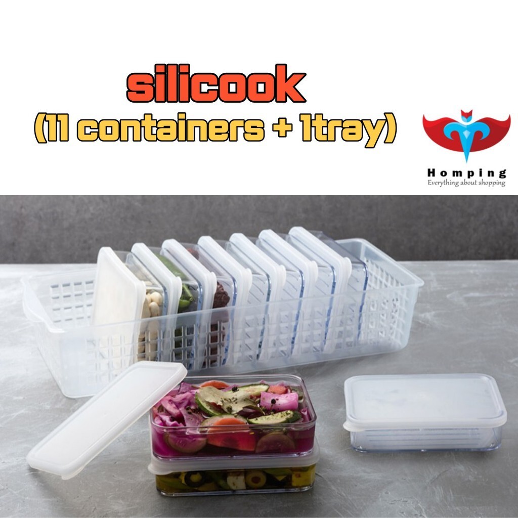 [Silicook] Refrigerator Food Ingredients Storage Container 12P White ...