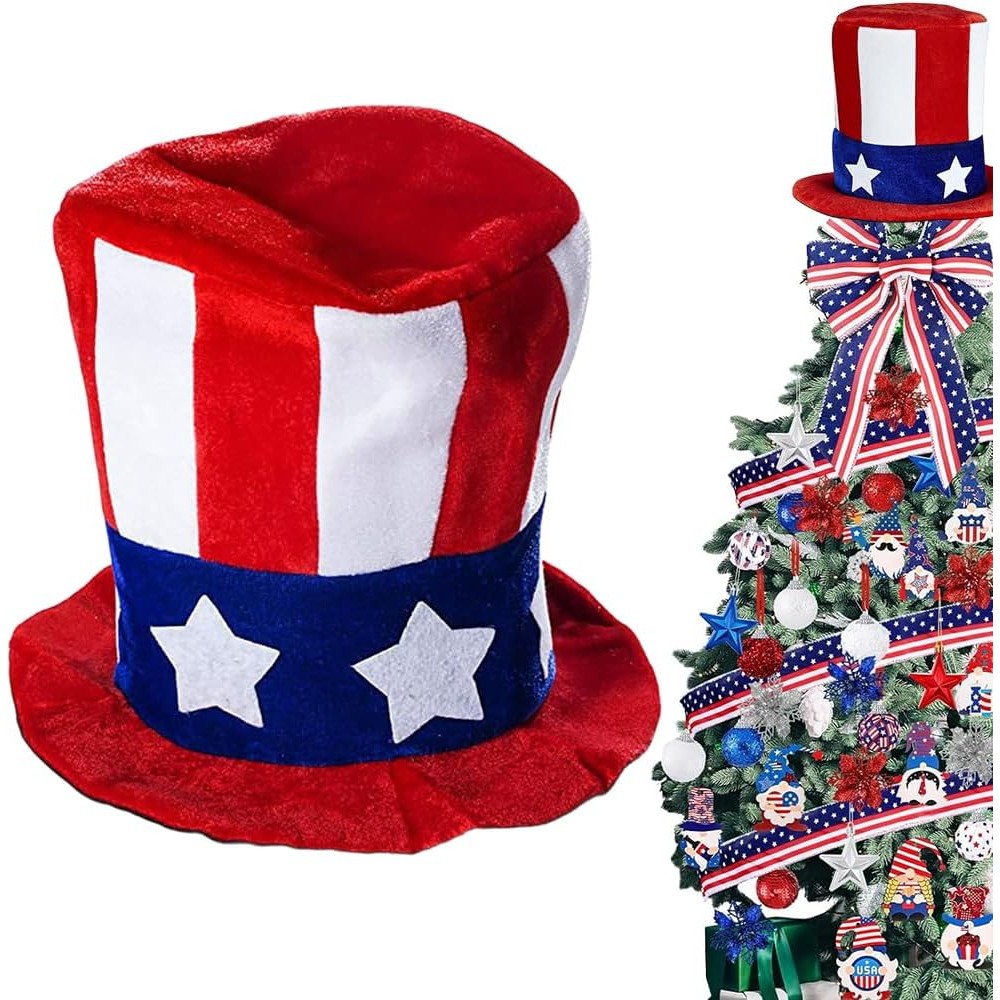 Patriotic Star Hat Tree Topper, Red White Blue Christmas Tree ...