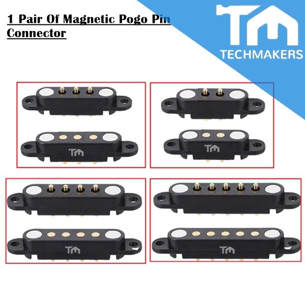 1 Pair of Magnetic Pogo Pin Connector, 2/3/4/5P 2A Male+Female 2.54mm Pitch Spring Loaded Connectors DC Power Socket