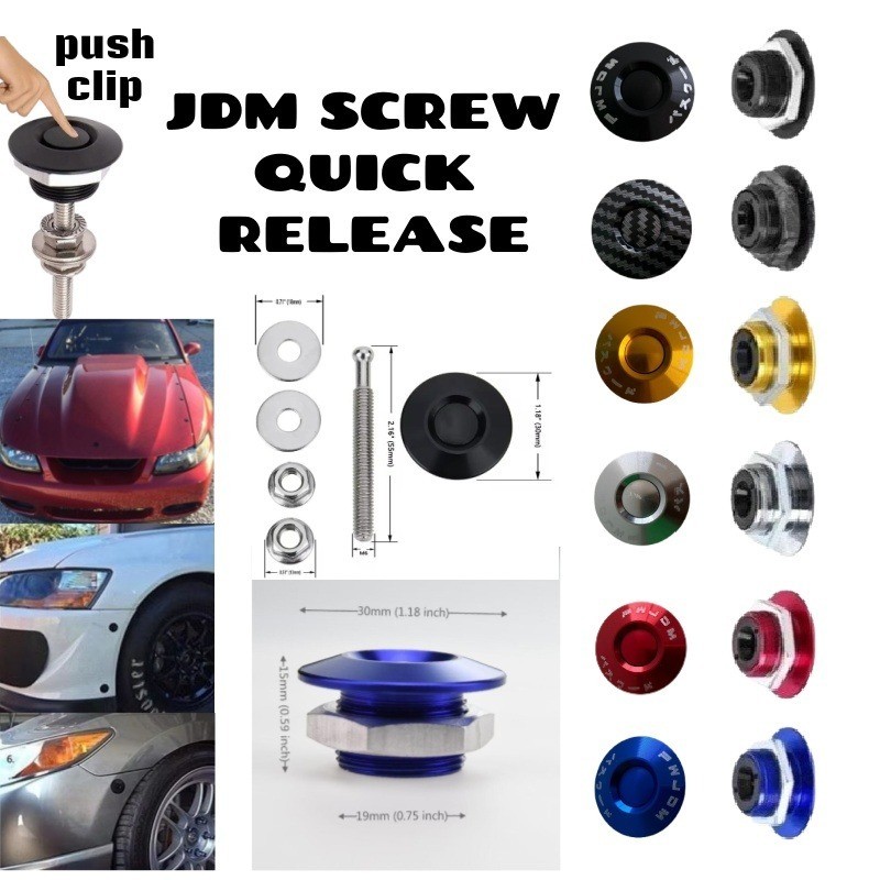 JDM Car Quick Release Latch Push Button Hood Pin Lock Bumper Clip Kit ...