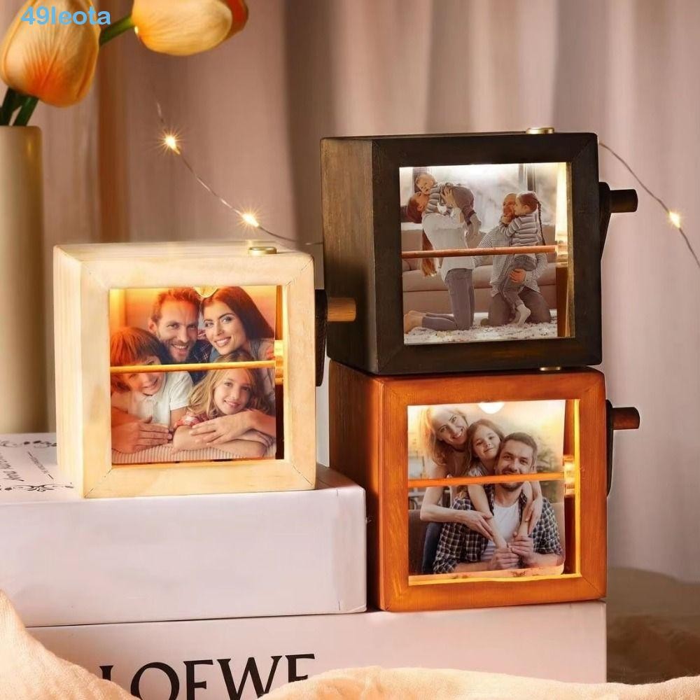 LEOTA DIY Wooden Rotating Picture Album, Decorative Hand Motion Hand ...