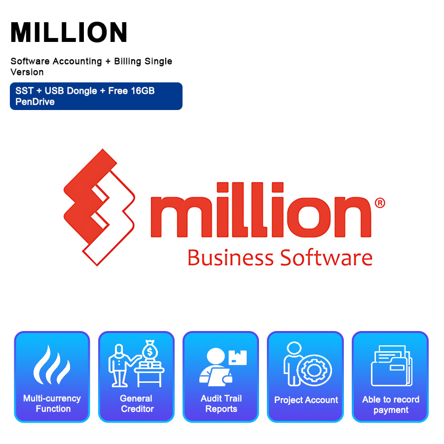 Million Software Accounting + Billing Single Version + SST + Dongle ...
