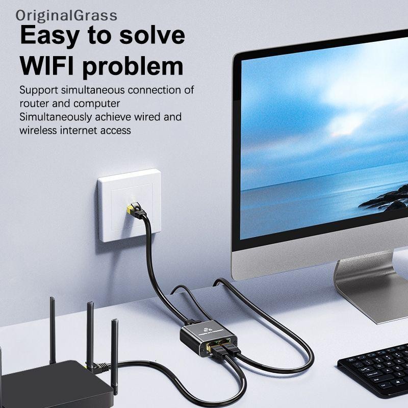 [OriginalGrass] RJ45 Splitter 1000Mbps 2 Port Connector Adapter Cable ...