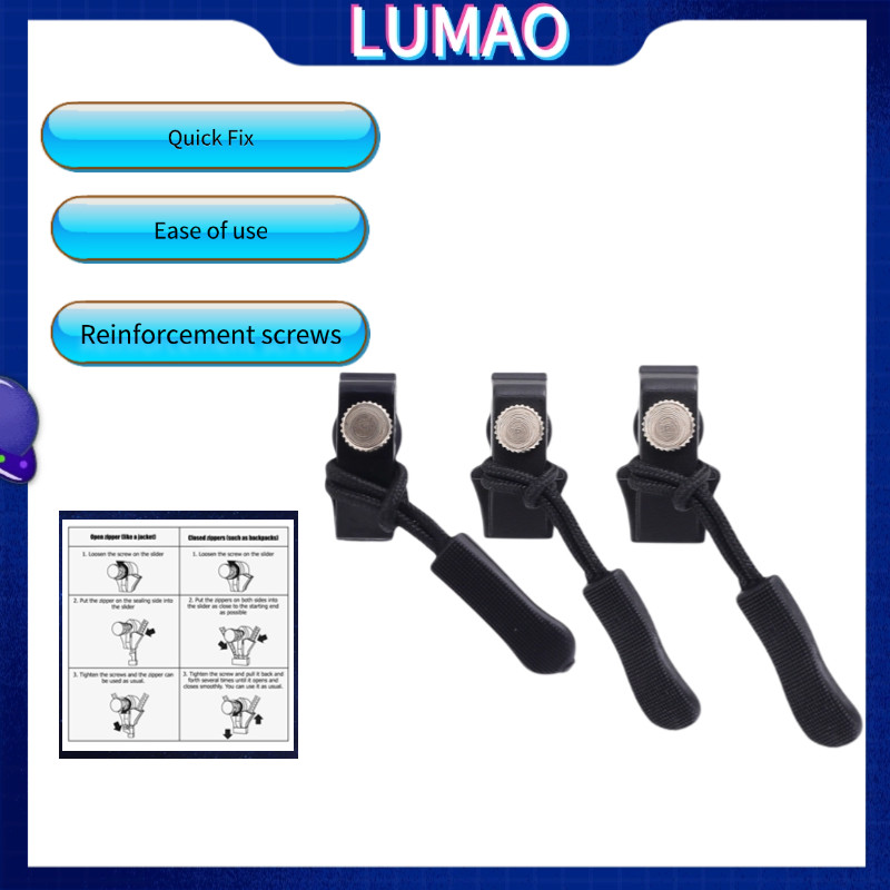 LUMAO 3PCS Universal Instant Zipper Replacement Zipper Puller Lock ...