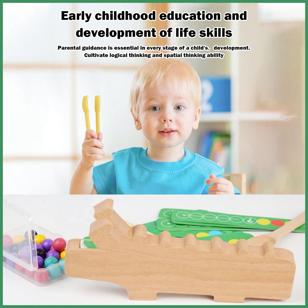 Wood Color Matching Toy Sorting Game Crocodile Early Education Matching ...