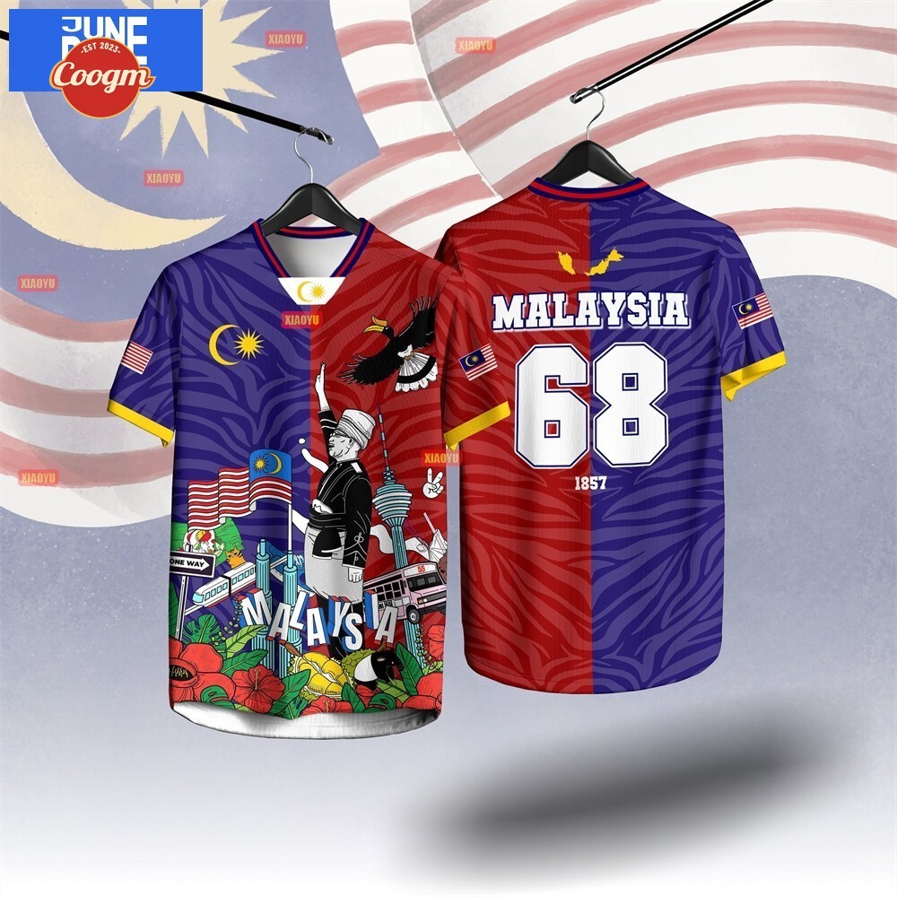 2025 Malaysia Merdeka 68 Jersey Merdeka Clothes Slave Round Neck Flag ...