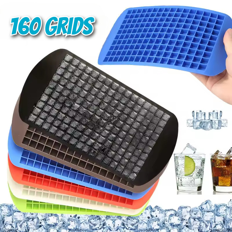 160 Grids Silicone Mini Ice Cube Trays Small Square Mold Ice Maker ...