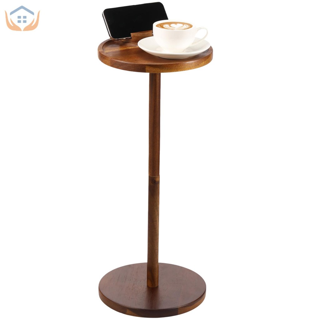 Small Round Side Table Stable Mini Wooden Pedestal Side Table with ...
