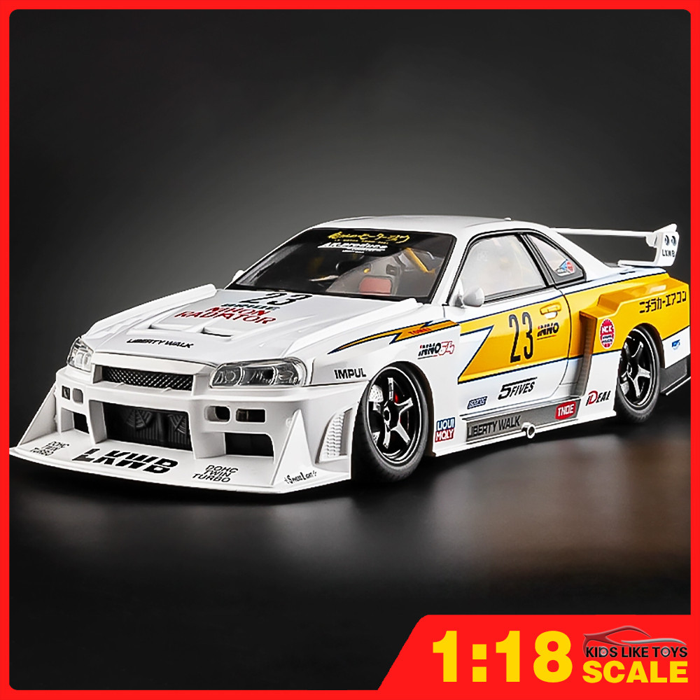 KLT 1:18 Nissan GTR R34 Diecast Model Car Alloy Cars Toys Collection ...