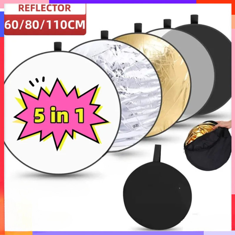 5 in 1 Reflector Photography Collapsible Portable Light Diffuser Round ...