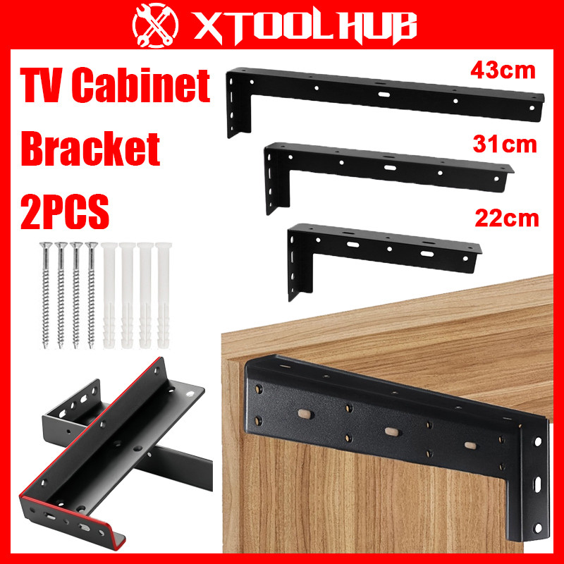 L Shape Invisible Heavy Duty Floating TV Cabinet Bracket Kabinet ...