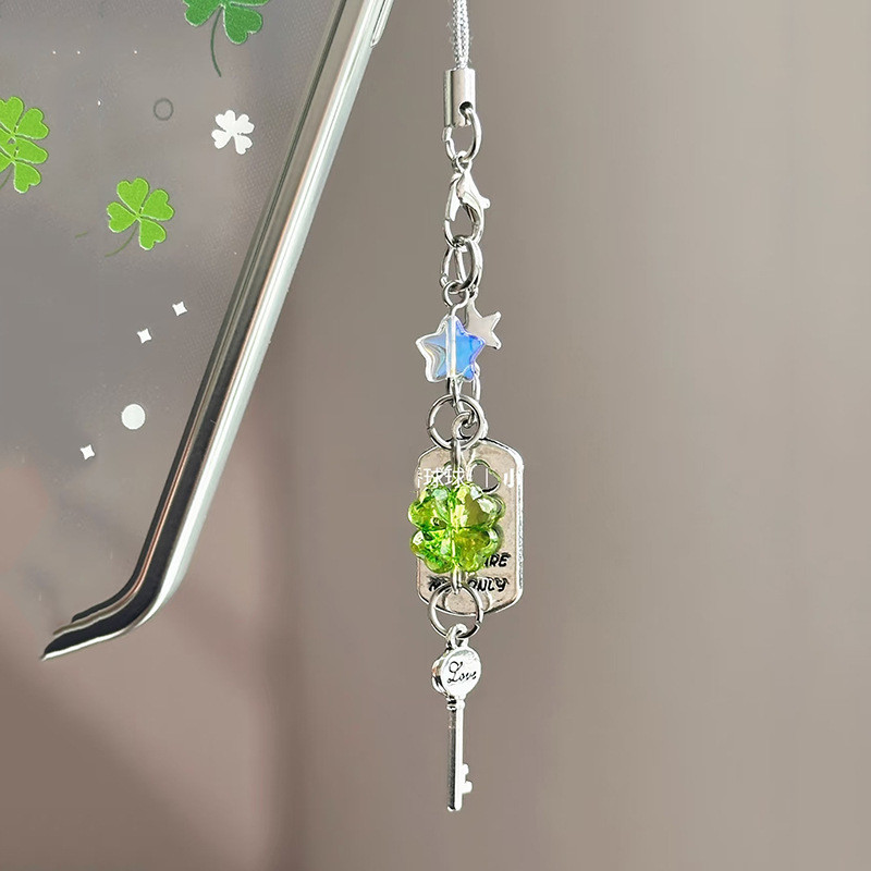 Lucky grass Key Clover Mobile Pendant Clover Wind Chime Cherry Blossom ...