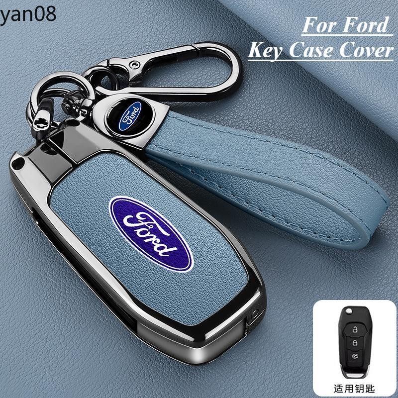 KUNIO Custodia Pieghevole Per Chiave Auto In Alluminio E Pelle – Adatta A Ford Fiesta MK8, Ecosport, Mondeo 5, Ranger (3 Tasti), Nero
