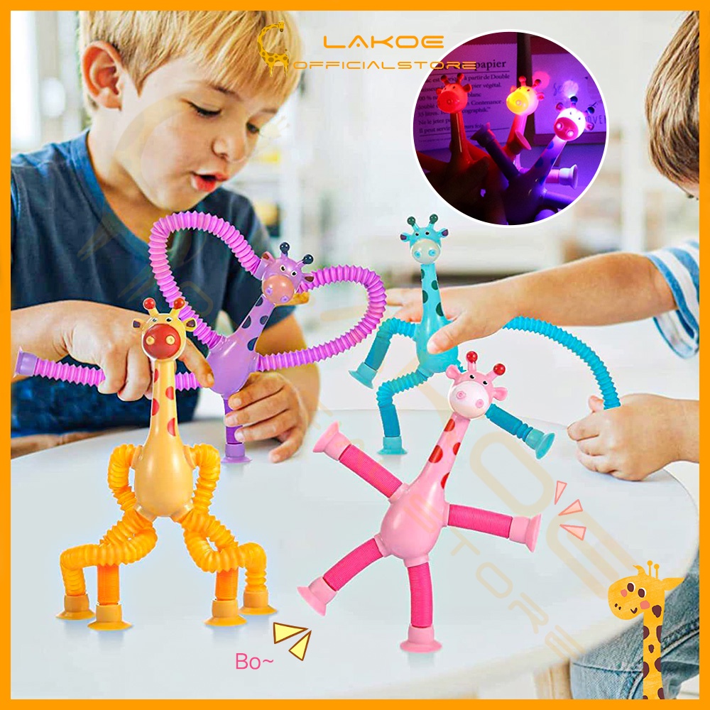 LAKOE LED Light Pop Tubes Toys Giraffe Telescopic Suction Cup Toy Fun ...