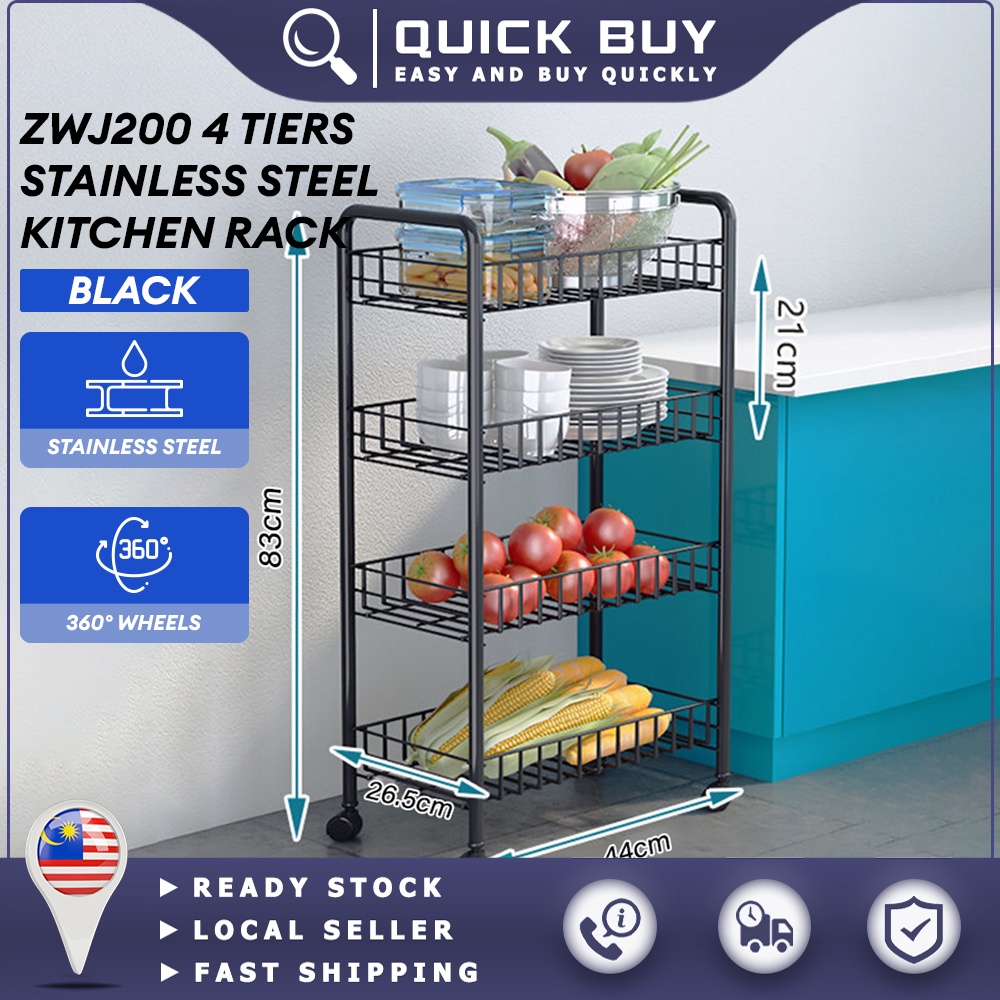 QB ZWJ022 Kitchen Storage Rack Mobile Trolley Multi-Layer Vegetable ...