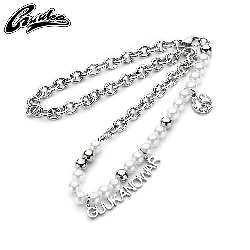 Most Popular Guuka Street Wear Pearl Necklace Men Women Same Style Hip Hop Niche Design 