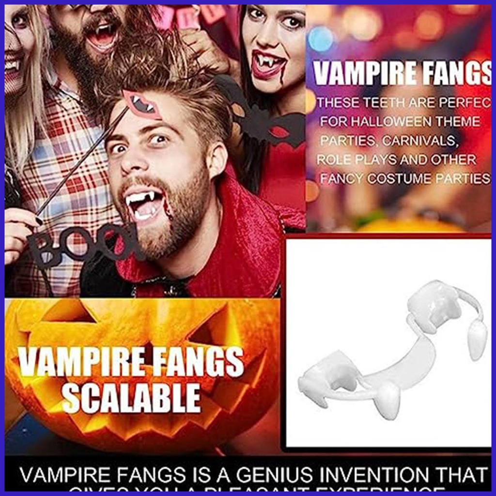 Vampire Teeth Realistic Retractable Halloween Teeth Scary Creepy Fake