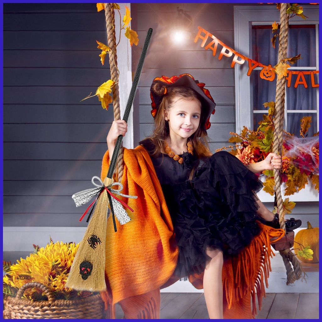 Witches Broom Spooky Halloween Witch Broomstick with Removable Handle