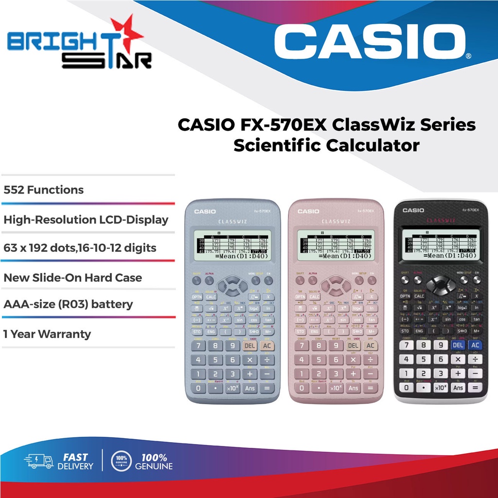 CASIO FX-570EX ClassWiz Series Scientific Calculator - Black/Blue/Pink ...