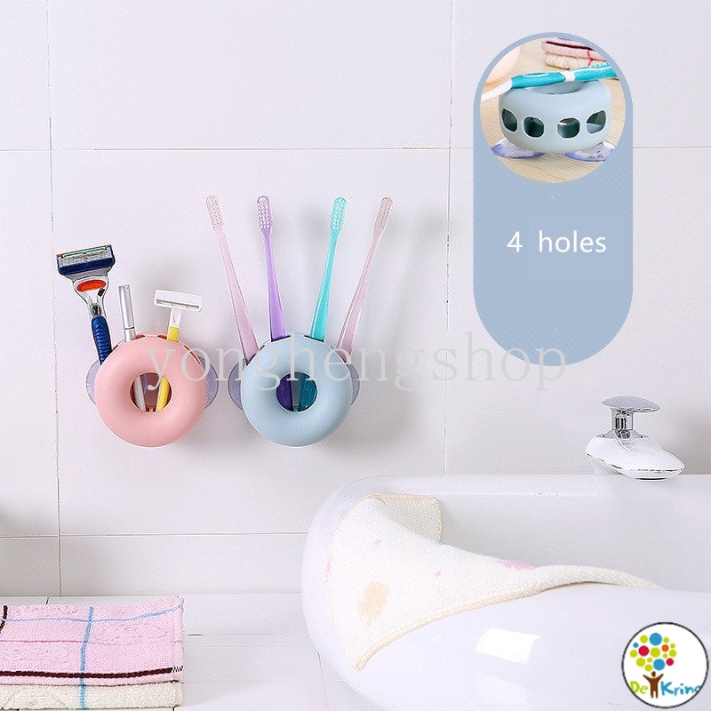 DK 4 Holes Toothbrush Holder Tooth Brush Razor Rack with Suction Cup ...