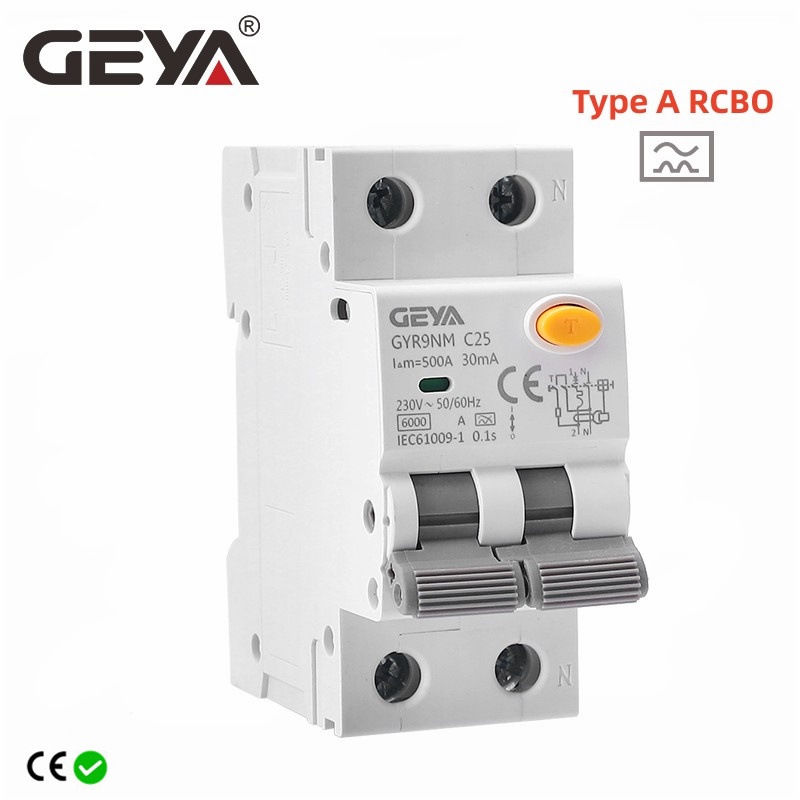 GEYA GYR9NM Type A RCBO 2P Magnetic Residual Current Circuit Breaker ...