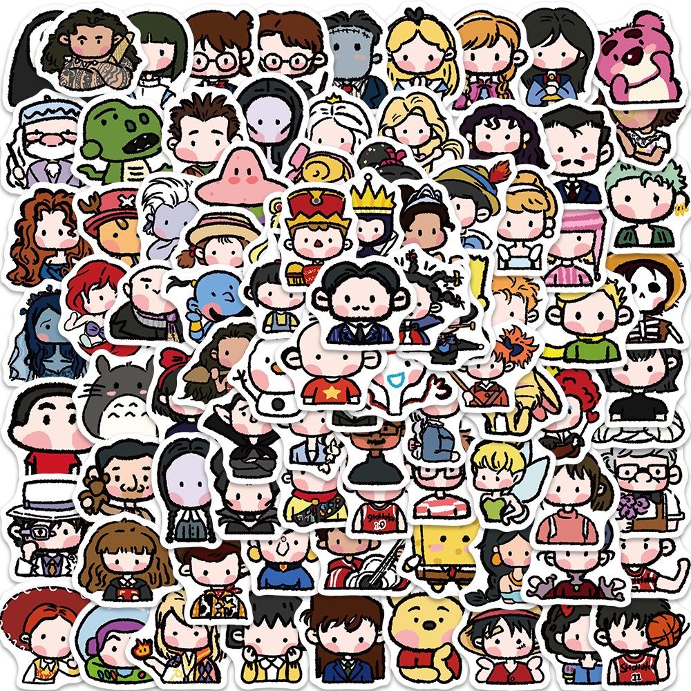 90PCS Vintage Classic Animated Waterproof Graffiti Decorative Stickers ...