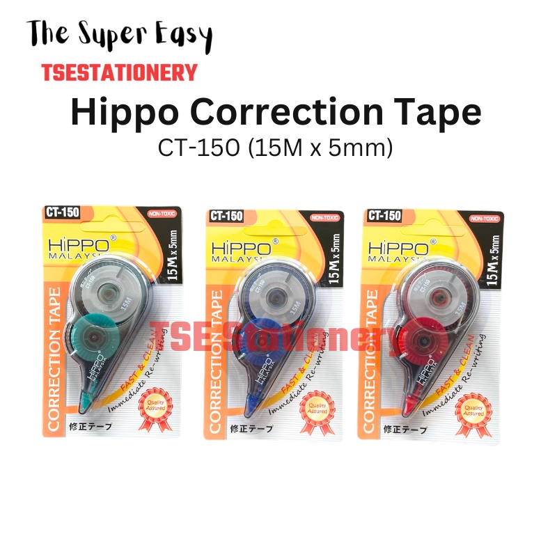 Hippo 5mm x 8m / 15m Correction Tape CT800 / CT150 Non-refillable 8 ...