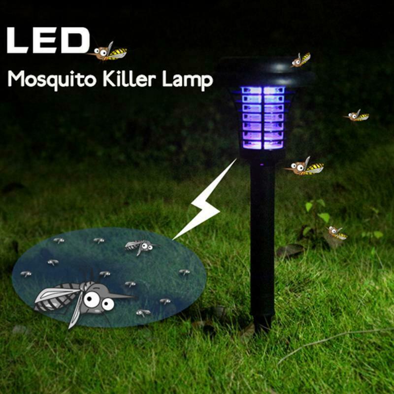 Outdoor Solar Electric Fly Bug Zapper Mosquito Insect Killer Garden LED ...
