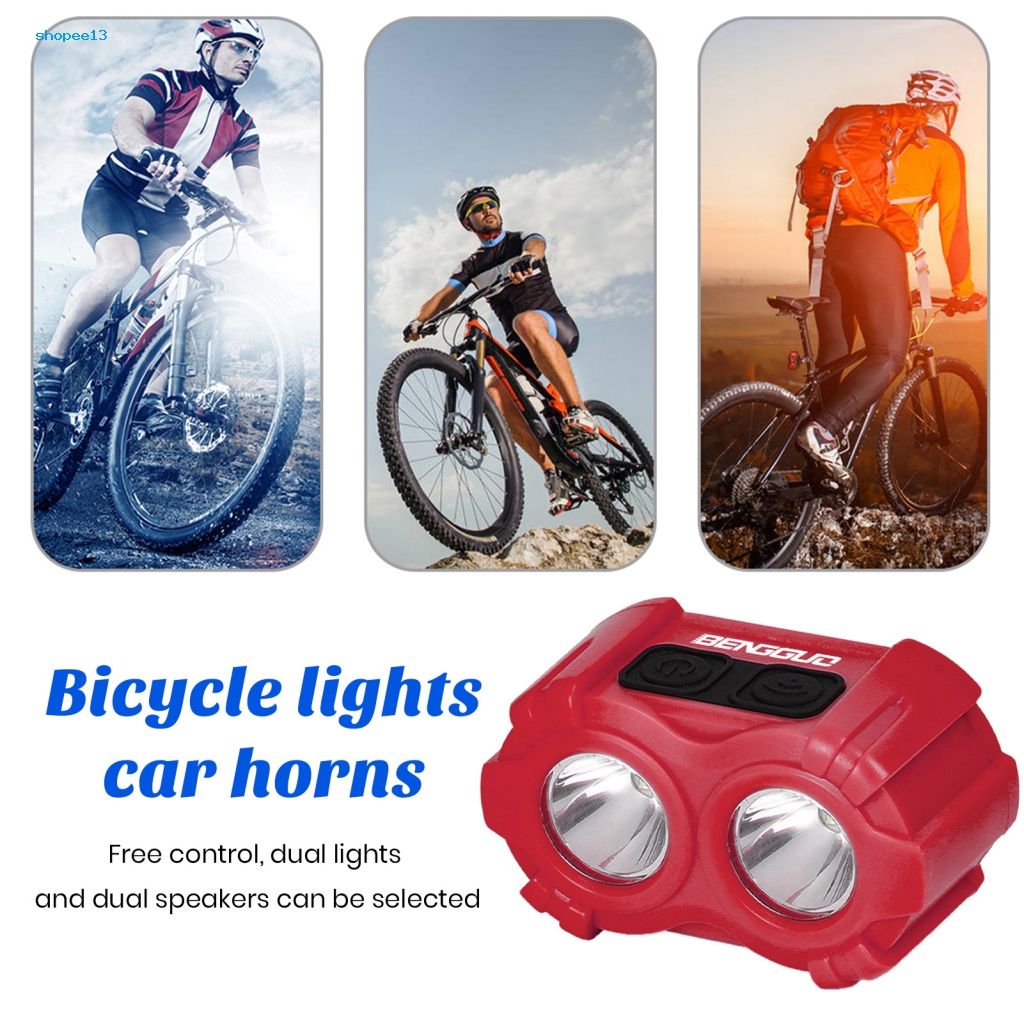 Bicycle Light Horn Waterproof Bike Horn Rechargeable Bike Headlight with Double Horns and Loud