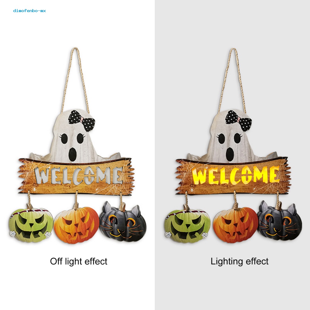 Dim Spooky Pumpkin Ghost Door Decoration Easy To Hung Halloween Decoration Spooky Led Halloween 6912