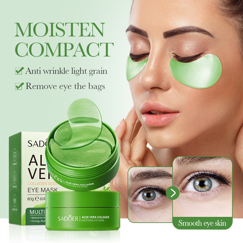 ROREC SADOER Aloe Vera Collagen Soothing Eye Mask Anti-Wrinkle Firming  Dilute Dark Circles Remove Eye Bag Eye Mask 60pcs