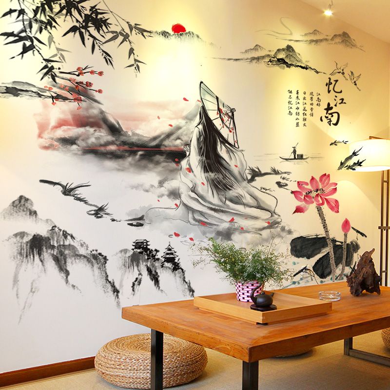 wallpaper 中国风古风3D立体墙贴画贴纸卧室房间背景墙装饰品墙壁纸墙纸自粘【ready stock】8.20 | Shopee ...